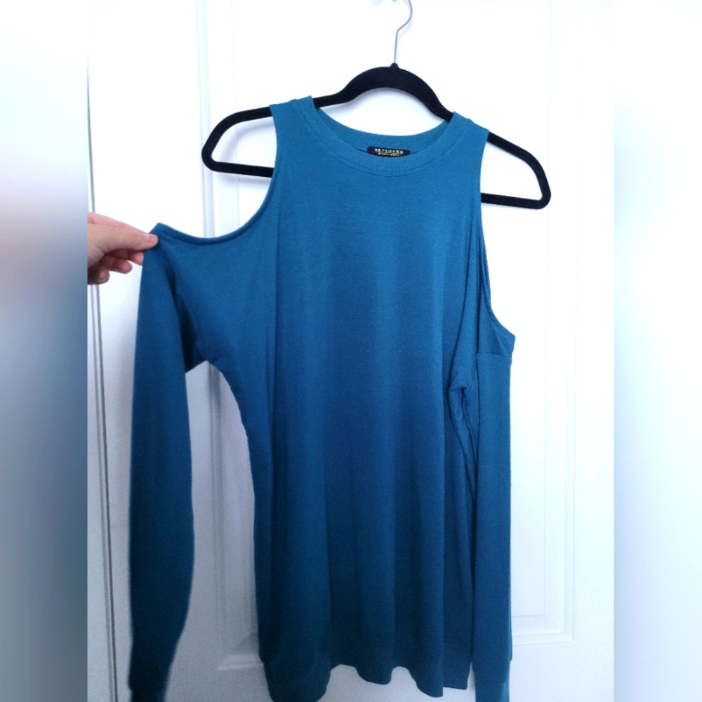 Athleisure Fall Cold-shoulder Long Sleeve Sweater Tunic Size Small